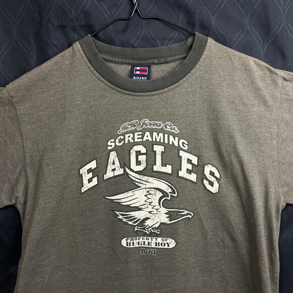 Vintage 90s Bugle Boy T Shirt Mens Medium Green Short Sleeve Single Stitch Tee - Picture 4 of 16